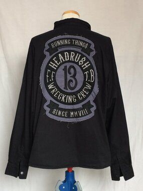Headrush Mens Button Shirt 2XL Black Wrecking Crew 13 Running Things Long Sleeve
